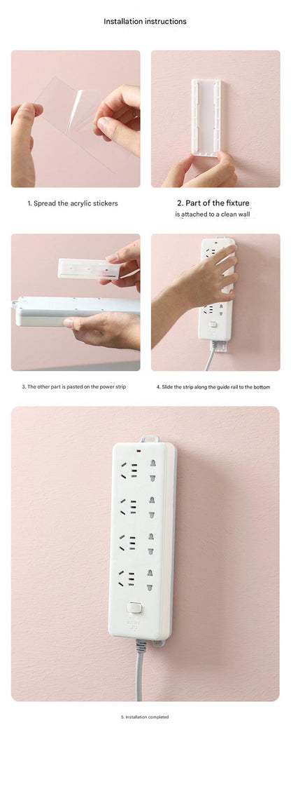 dual power strip holders mounted on white wall