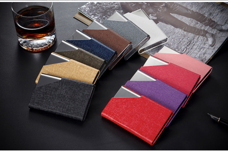 Open business card holder showcasing cards
