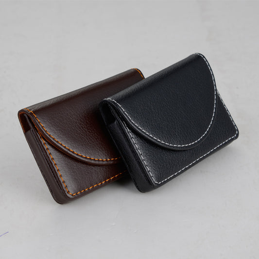 Black PU leather business card holder