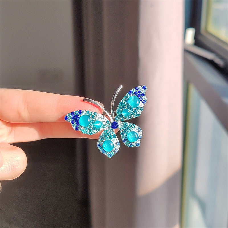 Elegant rhinestone butterfly brooch