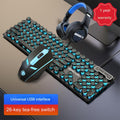 Black blue light single keyboard + mouse + headset (Pack of 5)