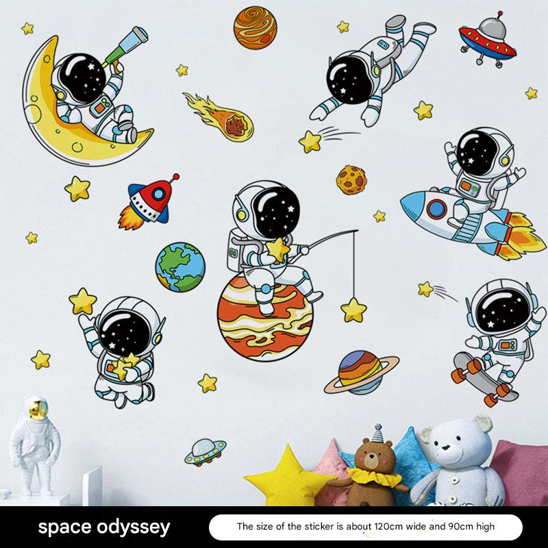 Children's space adventure wall sticker design 1
