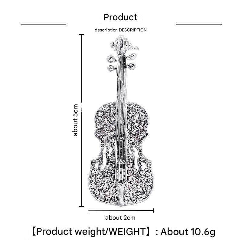 Chic Violin Brooch - Elegant Design Side View