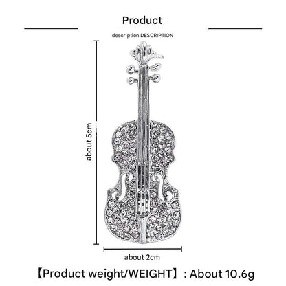 Chic Violin Brooch - Elegant Design Side View