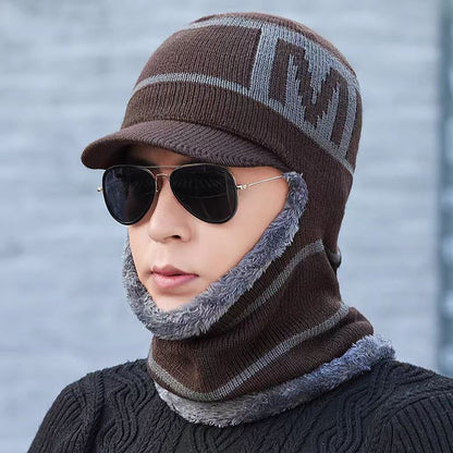 Men's winter fleece knit cap navy