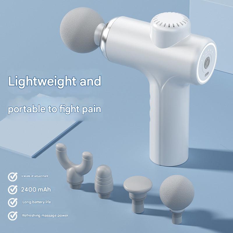 Muscle relaxation massage gun in use