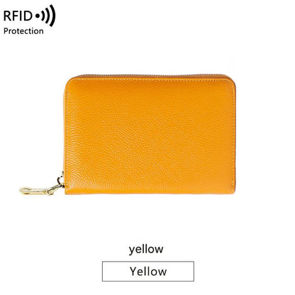 RFID blocking leather wallet in wine red color