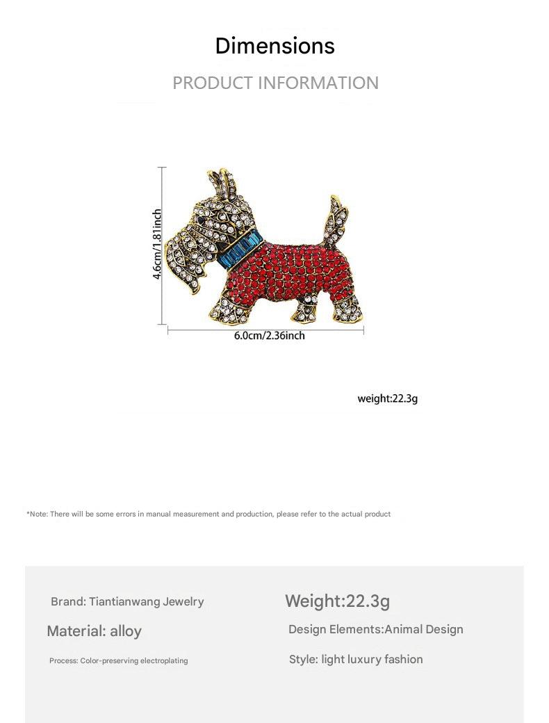 Cute dog-themed brooch with rhinestones