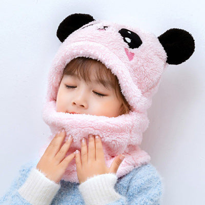 Kids bear ear winter hat front view