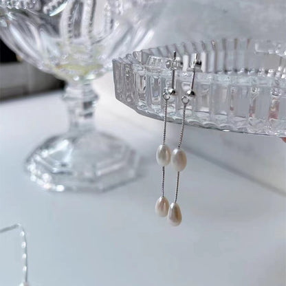S925 silver natural freshwater pearl Y-chain necklace image 9