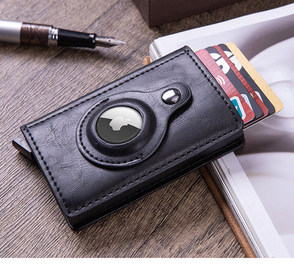 Smart leather wallet with Airtag tracking in brown