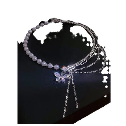 butterfly pearl necklace image 2
