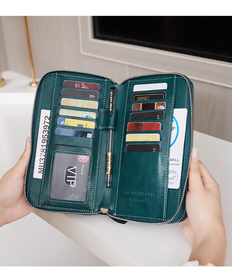 Close-up of card slots in wallet