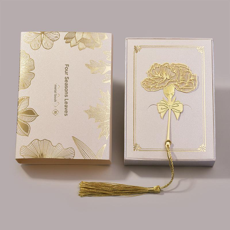 Durable metal bookmark in a gift box setting