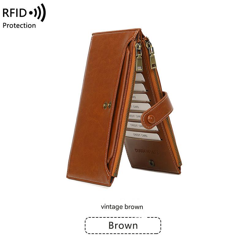 RFID wallet with dual zippers for secure storage - image 1