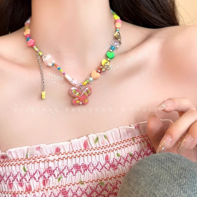 Kawaii Style Floral Necklace Details