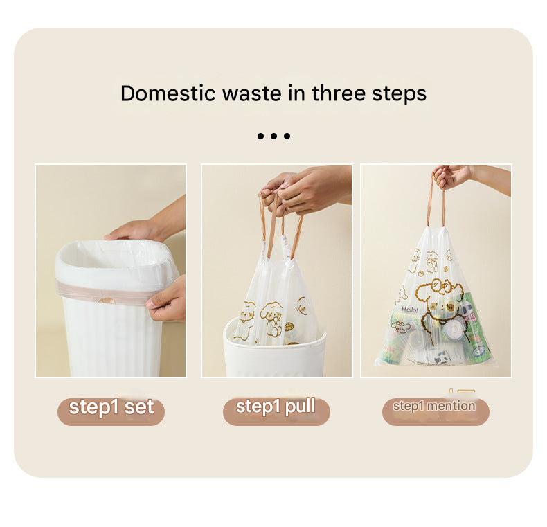 Automatic closure kitchen trash bags in use