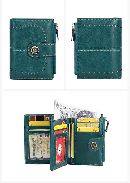 RFID blocking women's wallet in burgundy