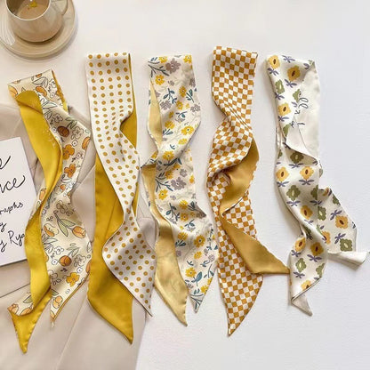 Headband styled with yellow hair scarf