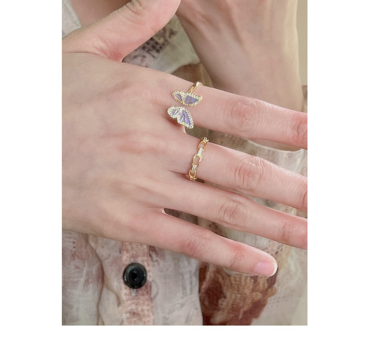 Butterfly ring with pearl for women - image 1