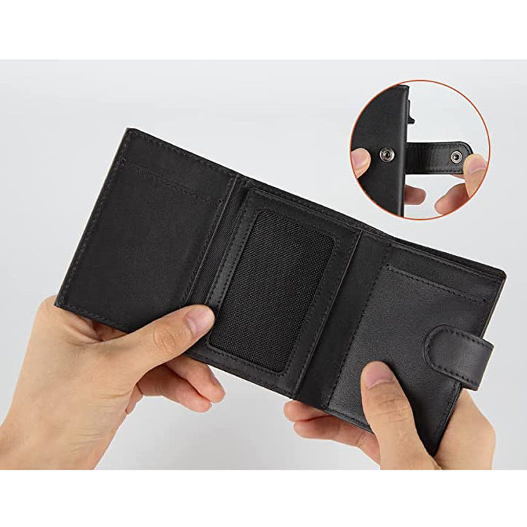 Black synthetic men's wallet with card holder