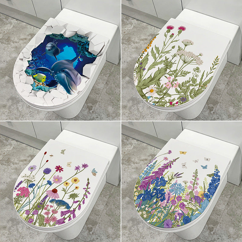 Cute Dolphin Toilet Seat Sticker Image 10