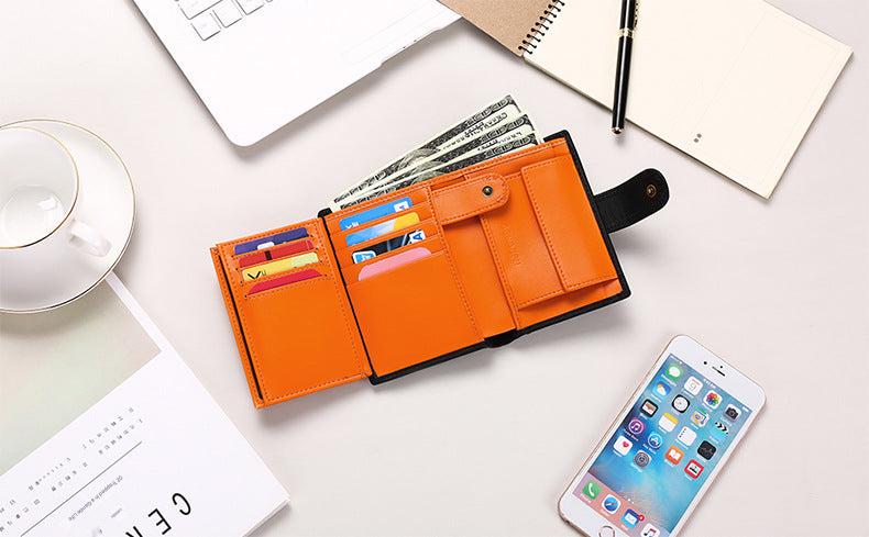 RFID blocking leather wallet - Black color