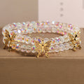 Double Layer Crystal + 3 Butterflies - White
