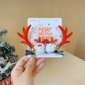 15#Christmas Clip - Red Antler Pom-Pom Snowman Bell