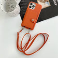 Litchi pattern card holder lanyard orange