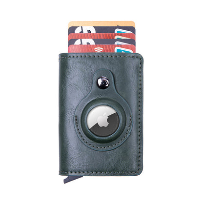 Smart leather wallet with Airtag tracking in brown