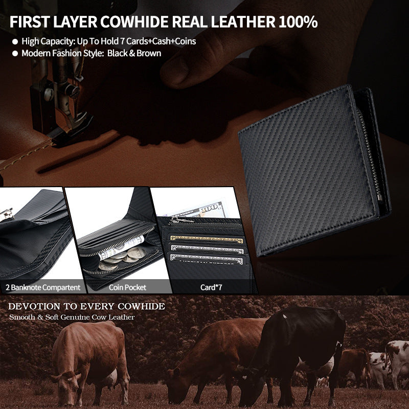 Men's wallet with coin pocket in brown