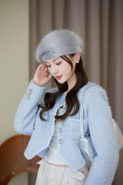 Cozy Rabbit Fur Beret Hat for Women