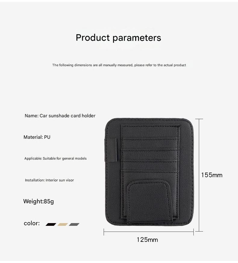 Car accessories organizer on sun visor