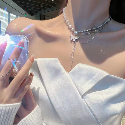 butterfly pearl necklace image 6