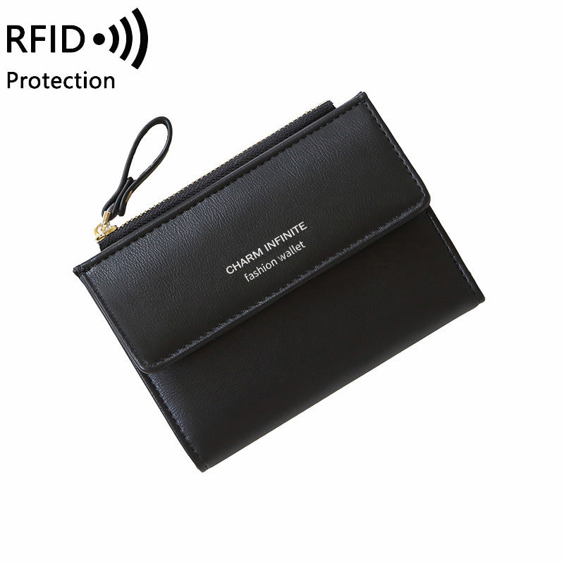 Compact women's wallet in trendy black