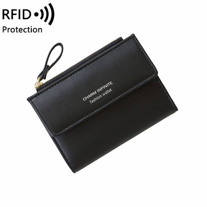 Compact women's wallet in trendy black