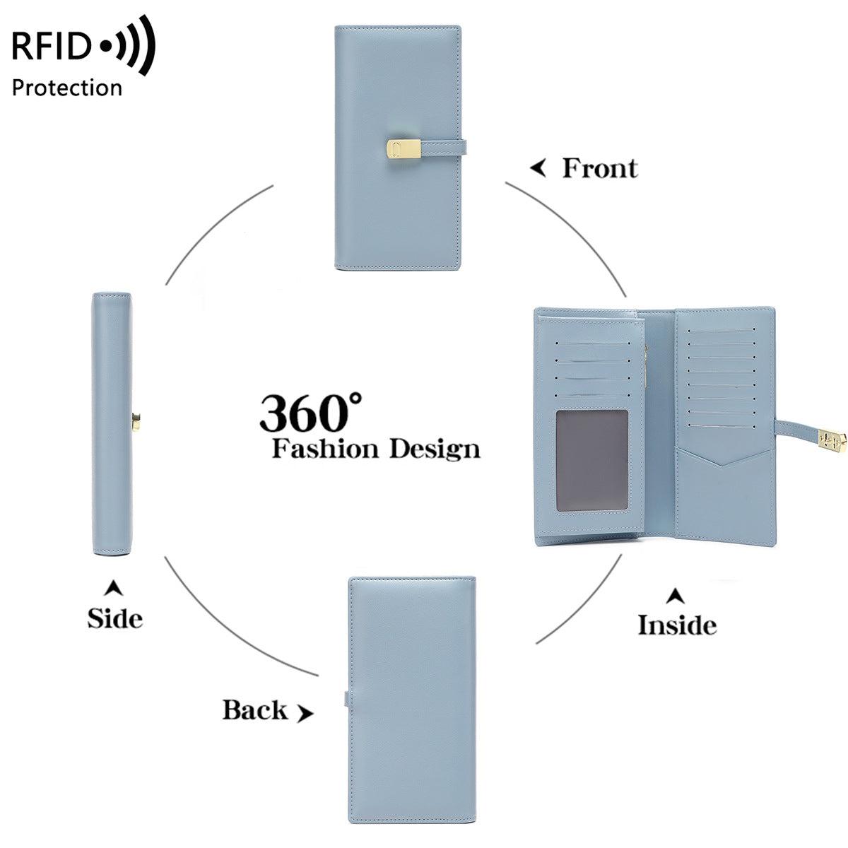 RFID-blocking women's wallet in burgundy