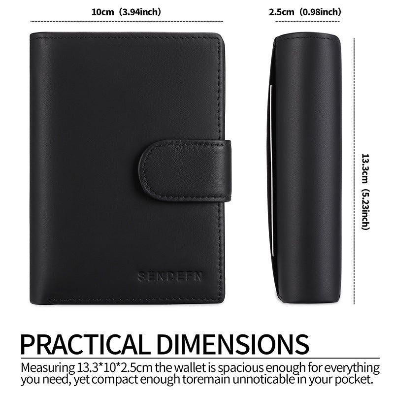 Genuine leather wallet - Orange-Black combination
