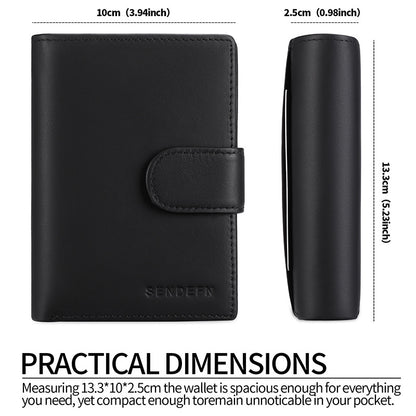 Genuine leather wallet - Orange-Black combination