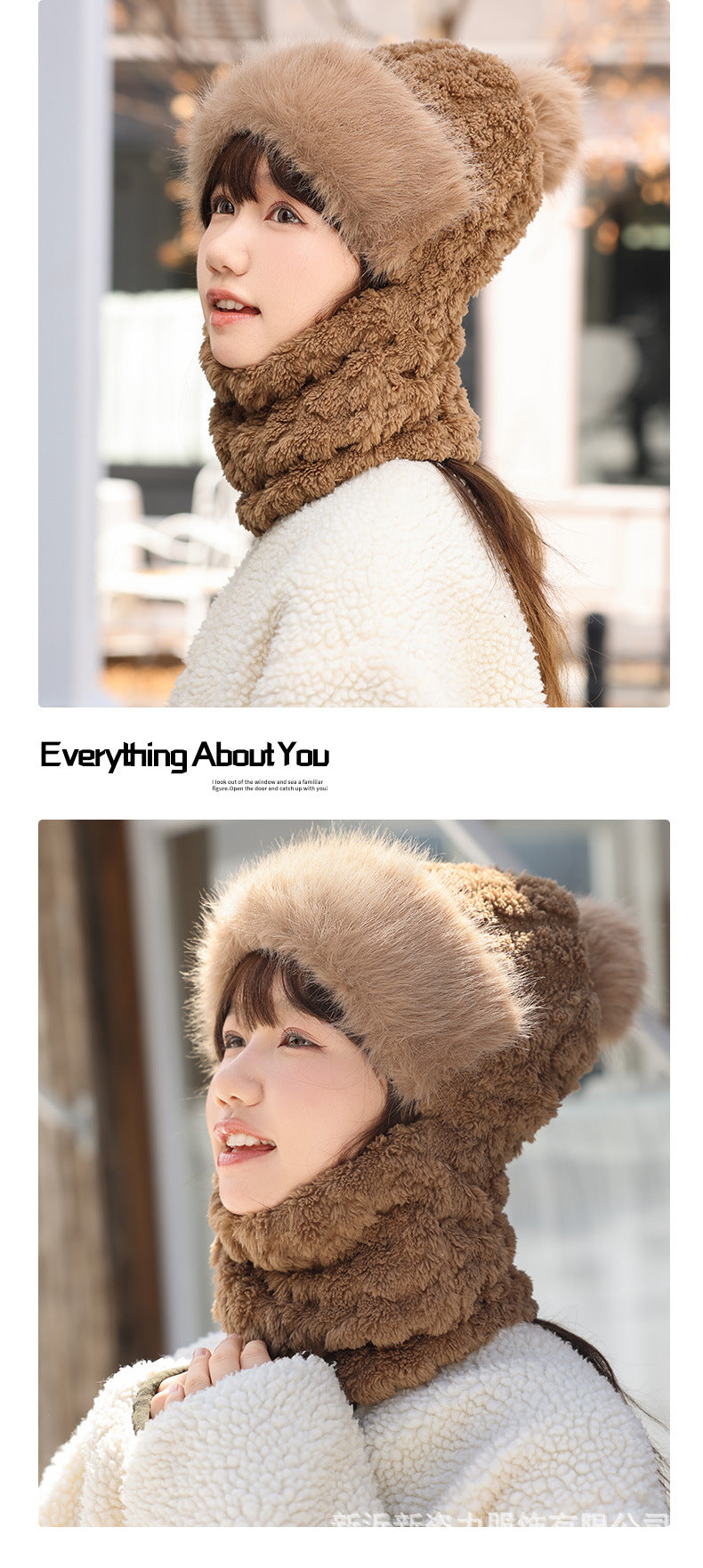 Gray neck warmer and hat combination