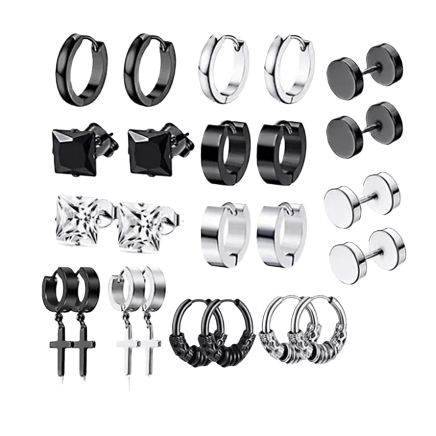 Mixed color earrings set for men and women