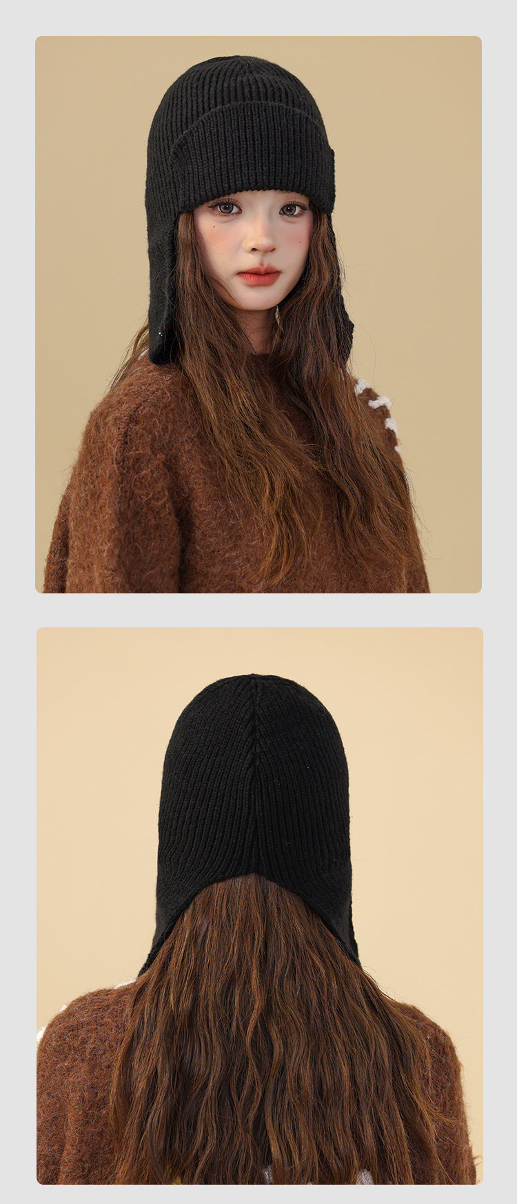 Various colors of knit beanie and gloves set
