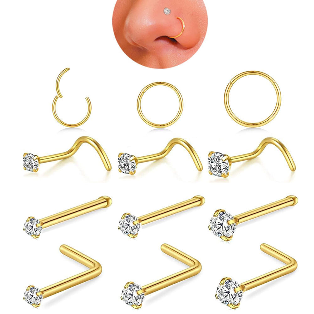 Gold color nose stud set image 3