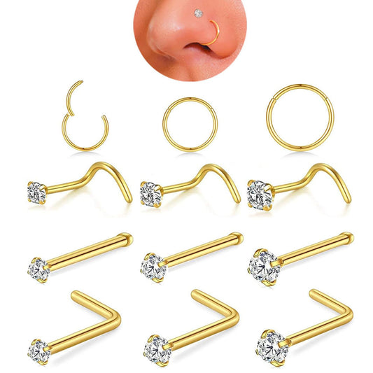 Gold color nose stud set image 3