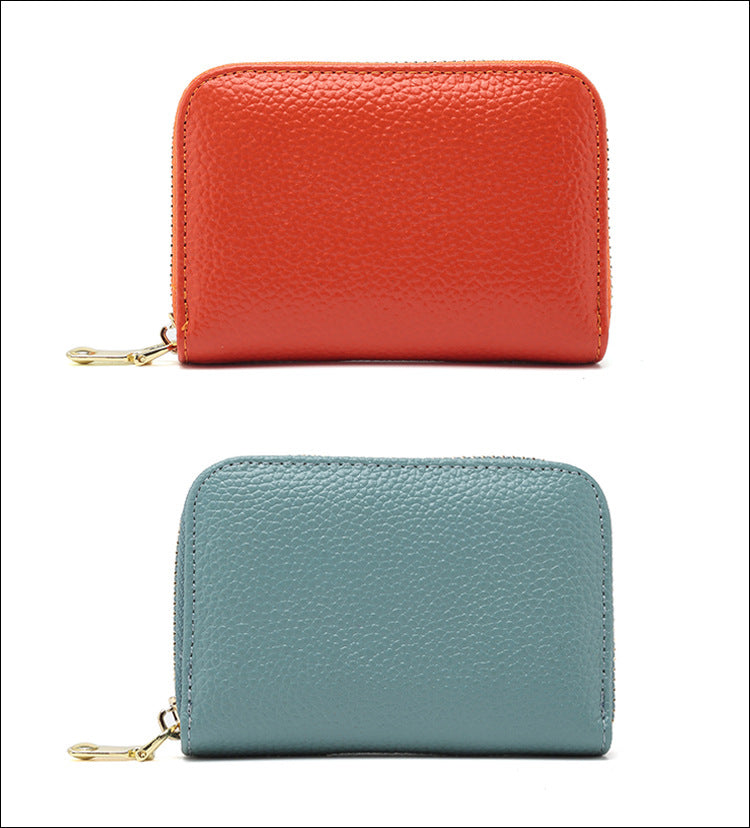 RFID blocking leather wallet in lilac purple color