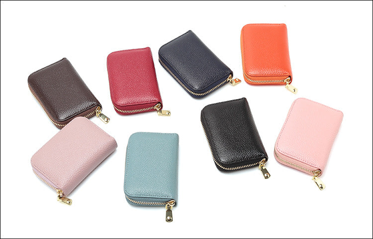 RFID blocking leather wallet in orange color