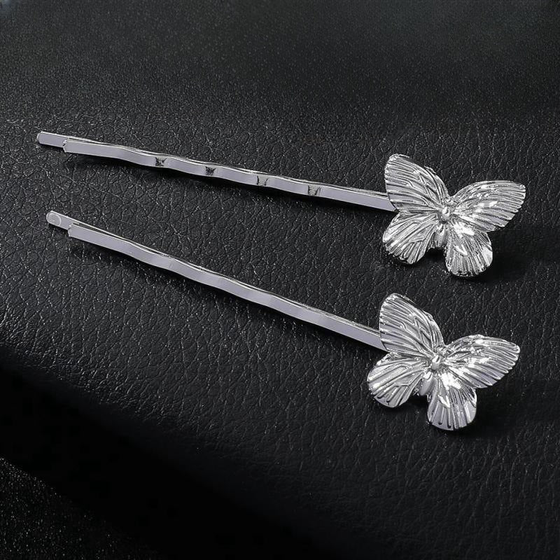Elegant Metal Butterfly Hair Clip - Silver