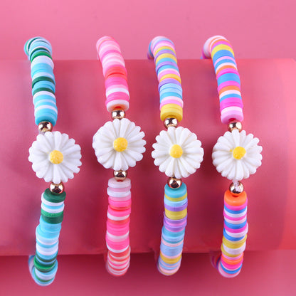 Daisy polymer clay bracelet image 1