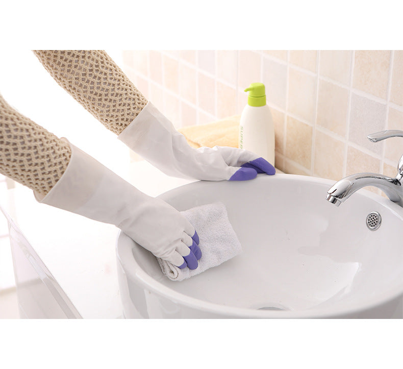 Green latex cleaning gloves